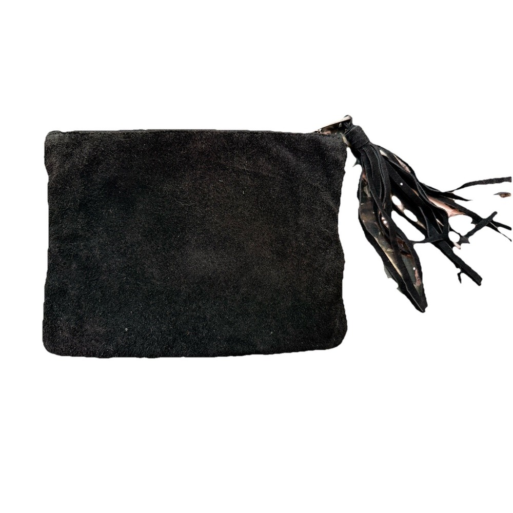 Pouch Zip Tassel Cosmetic Makeup Bag Case Boho Classic Black Purse